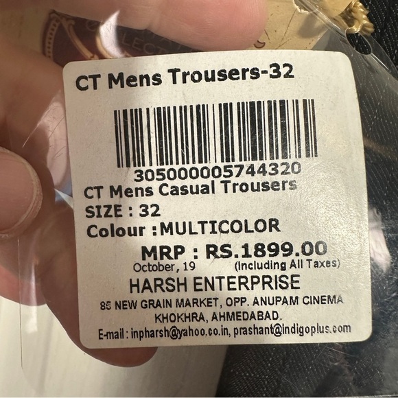 Indigo Plus men's windowpane ankle fit trousers, size 32, hipster, NWT - Picture 10 of 14